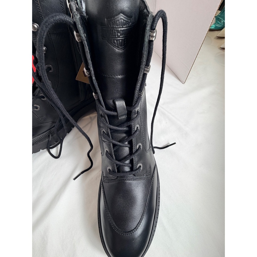 Harley Davidson Mens Boots Black 10M D65001 Leather Combat Lug Sole Biker New - Picture 14 of 15